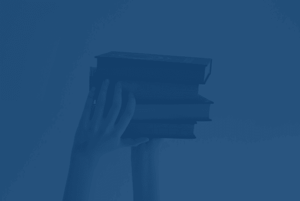 books with blue overlay