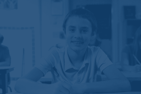 photo of student with blue overlay