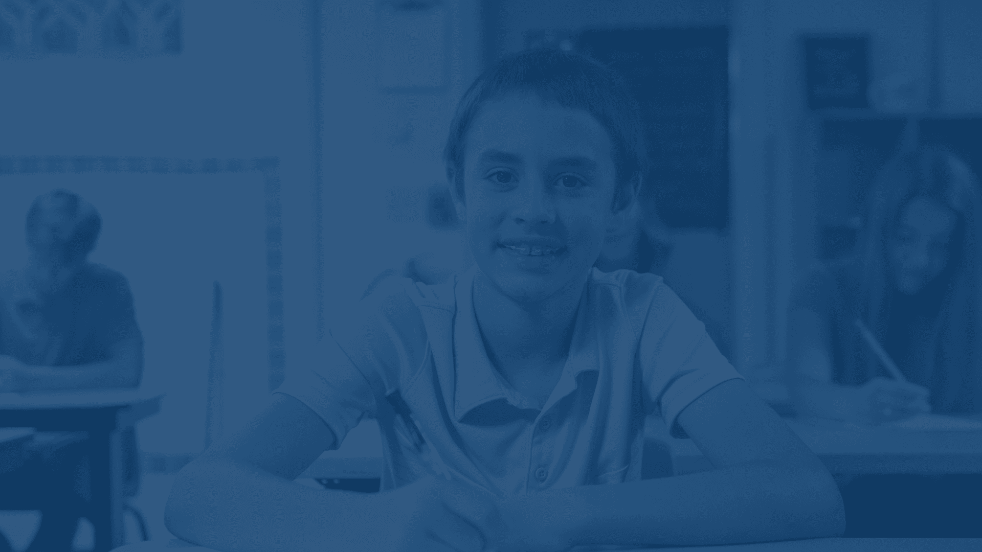 photo of student with blue overlay