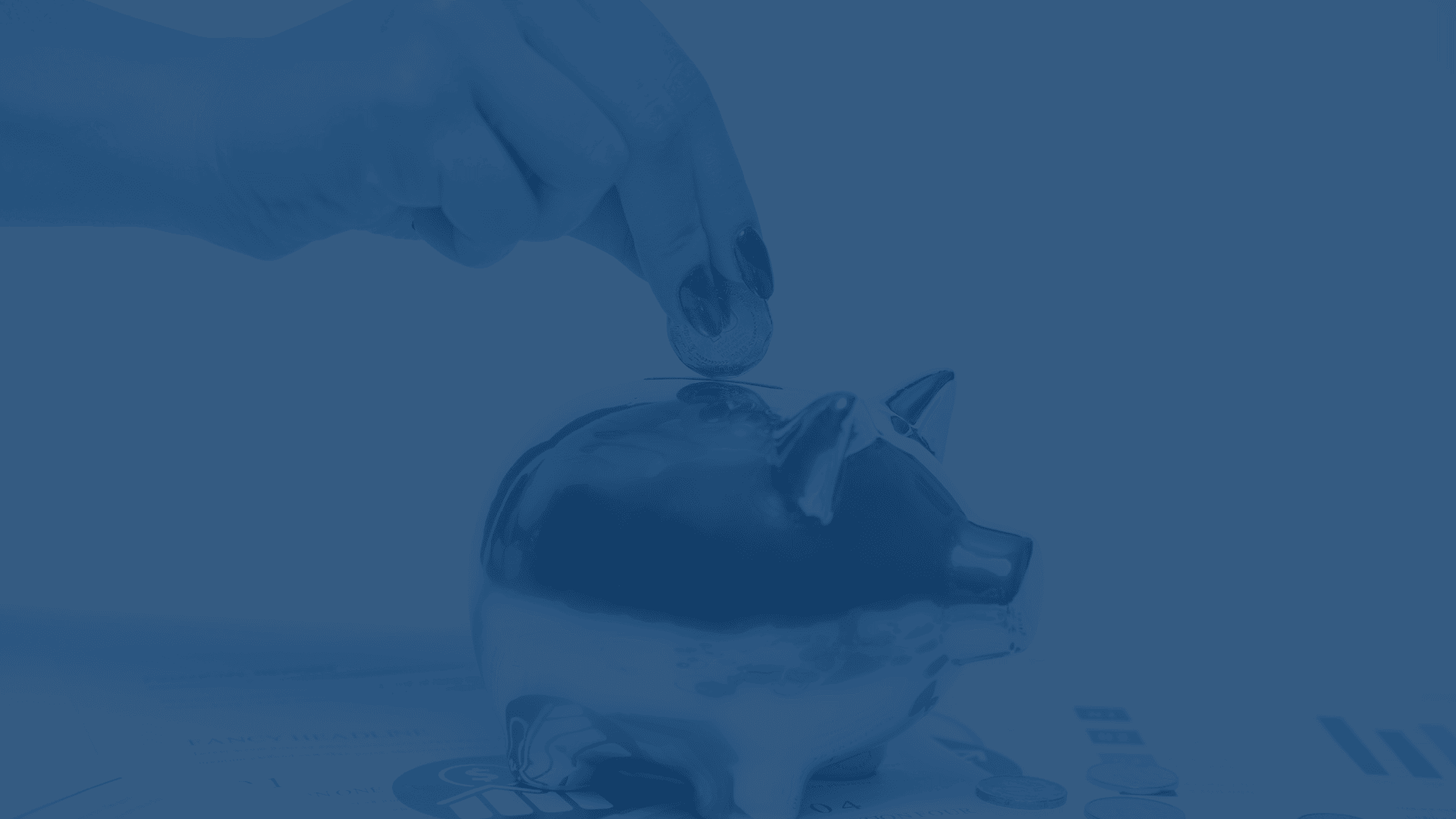 piggy bank with blue overlay image